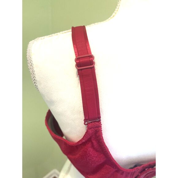 Chantelle Bra 42 F (DDD) Red Full Coverage Underwire Magnifique Minimizer Plus S - Picture 11 of 15